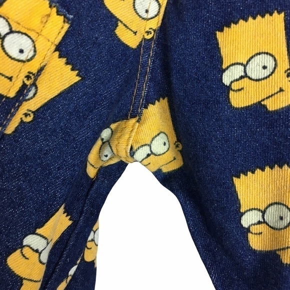 Bart Simpson LUNATIC BLUE Denim Jean Jacket Shirt Shacket Cartoon Fun Retro Snap - Picture 10 of 11